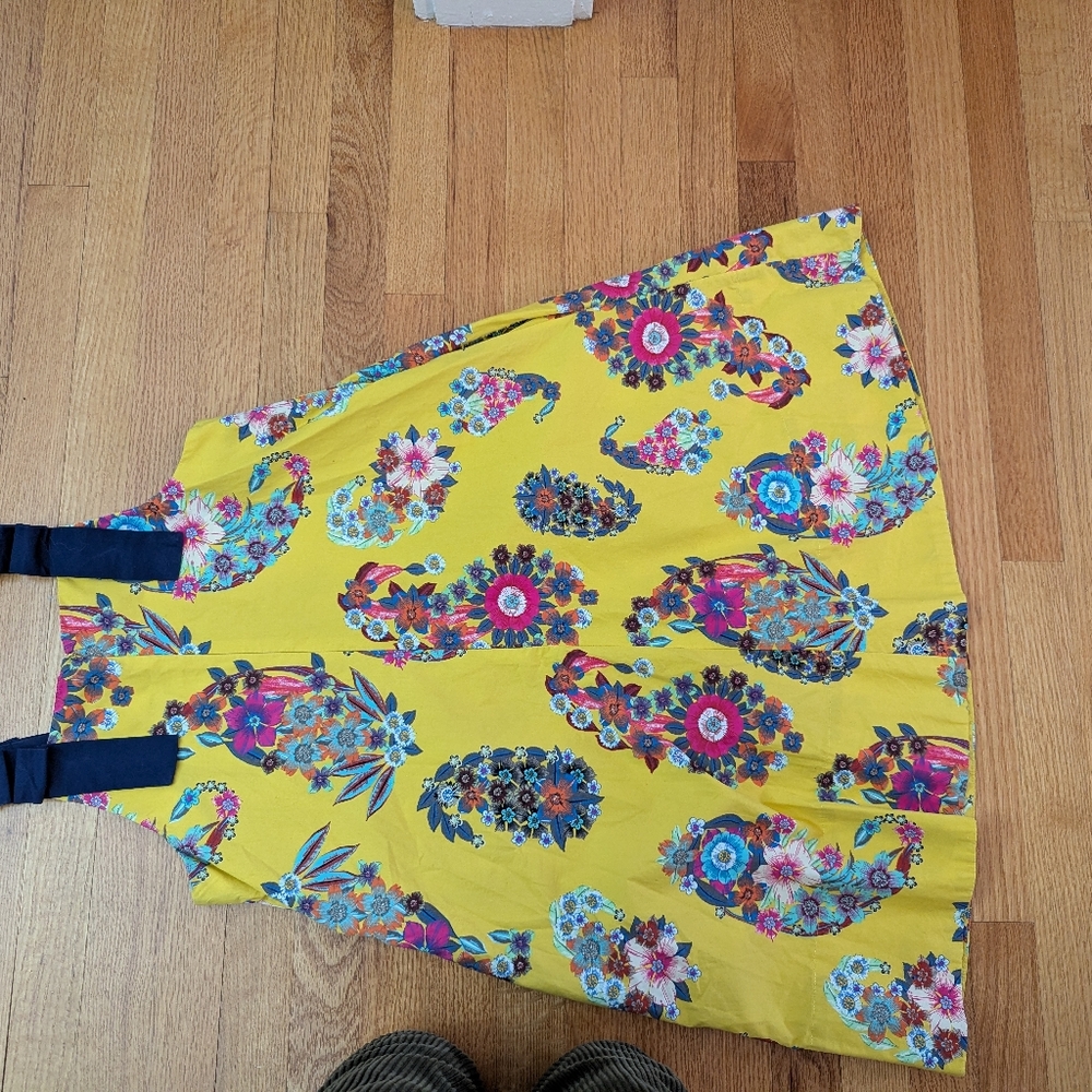 Anthropologie Maeve Sunniva Yellow Floral Ribbon Strap Dress Size XS Boho pocket - Picture 9 of 14